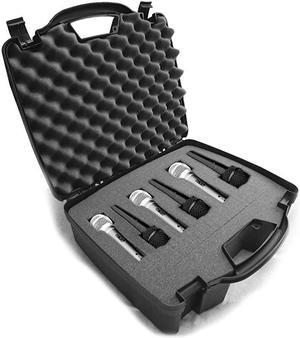 Cardioid Dynamic and Vocal Microphone Hard Case with Dense Internal Customizable Foam Fits 6 Shure Microphones SM58 SM57 Beta 58A PG48 PGA58 and More