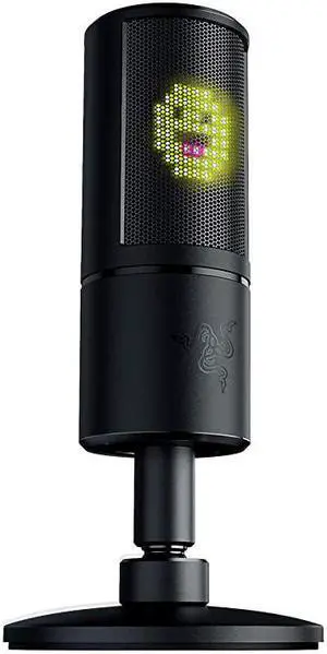 Seiren Emote Streaming Microphone: 8-bit Emoticon LED Display, Stream Reactive Emoticons, Hypercardioid Condenser Mic, Built-in Shock Mount, Height & Angle Adjustable Stand, Classic Black