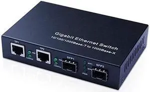Ethernet Fiber Media Converter 125Gbs Supports 2x 101001000M RJ45 to 1000M SFP Slot Support SFP modules up to 120KM