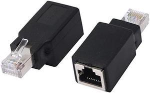 RJ45 Ethernet LAN Male to Female Cat5 / Cat5e / Cat6 Crossover Adapter(2-Pack),Black (Straight)