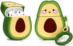 Airpods Silicone Case Funny Cute Cover Compatible for Apple Airpods 1&2[Fruit and Vegetable Series][Best Gift for Girls or Couples] (Avocado Smile)