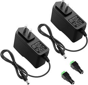 12V 1A Power Supply Adapter 100~240V AC to DC 12 Volt 12W 1000mA 600mA 500mA Converter with 5.5 x 2.5mm 2.1mm Tip for Wireless Router CCTV Camera DVR NVR Surveillance System LED Strip (2 Pack)