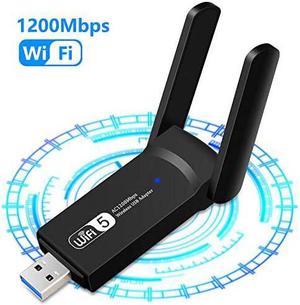 WiFi Adapter 1200Mbps Wireless Internet Adapter 30 WiFi Dongle for PC 80211AC with 3dBi High Gain Antenna Support Linux Mac OS 1015 Windows 108187 XP System Easy to Use
