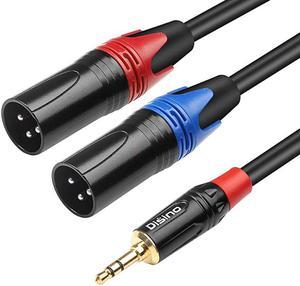 1/8 Inch to Dual XLR Male Y-Splitter Cable,Unbalanced 3.5mm Mini Jack TRS Stereo to Double Male XLR Adapter Interconnect Breakout Patch Cord - 6.6 Feet/2 Meters