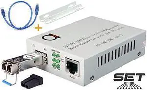 Mode LC Gigabit Fiber Media Converter - Includes LC SFP 20 km (12.42 Miles) LC – to UTP Cat5e Cat6 10/100/1000 RJ-45 – Auto Sensing Gigabit or Fast Ethernet Speed - Jumbo Frame - LLF Support