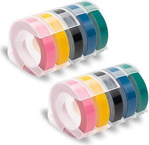 Replacement Embossing Label Tape Compatible for DYMO Embossing Xpress Label Maker 3D Plastic Labels SelfAdhesive BlackPinkYellowLake BlueLake Green 38 Inch x 98 Feet 10Pack