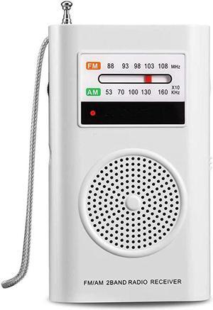 AM FM Radio Battery Operated Radio Portable Pocket Radio with Best Reception for IndoorOutdoor Use Transistor Radio with Headphone Jack by  White