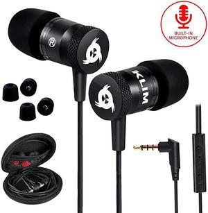 Fusion Earbuds with Microphone + Long-Lasting Wired Ear Buds - Innovative: in-Ear with Memory Foam + Earphones with Mic and 3.5mm Jack - New 2021 Version - Black
