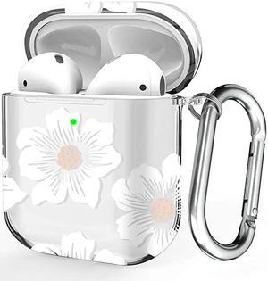 Case for Airpods Airpods Protective Cover Hard PC Clear Skin Kit for Girls Men Women Compatible with Airpods 2 amp 1 Charging Case with Carabiner Front LED Visible Morning Glory