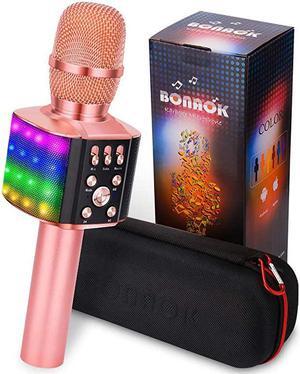 Karaoke Bluetooth Wireless Microphone with controllable LED Lights 4 in 1 Portable Singing Machine Speaker for AndroidiPhonePC