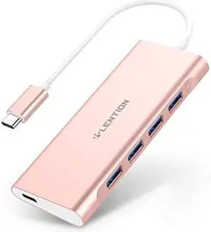 USB C Hub with 4 USB 30 Ports and Type C Charging Adapter Compatible 20202016 MacBook Pro 131516 New Mac Air New Surface Chromebook More CBC31 Rose Gold