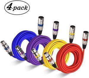 XLR Microphone Cable 25 Feet 4 Color Packs 3 Pins Balanced XLR Patch Cable Male to Female