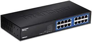 TEG-S16DG 16-Port Unmanaged Gigabit GREENnet Desktop Metal Switch, TEG-S16DG, Ethernet Splitter, Ethernet/Network Switch, 16 x 10/100/1000 RJ-45 Ports, 32 Gbps Forwarding Capacity, Lifetime Protectio