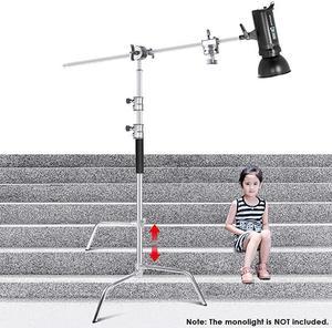 Upgraded Heavy Duty Stainless Steel CStand with Hold Arm and Grip Head 5861216 inches Stand with One Adjustable Leg for Photography Reflectors Softboxes Monolights Umbrellas