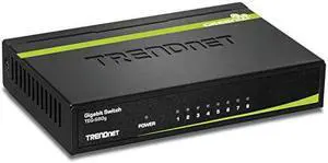 8Port Unmanaged Gigabit GREENnet Desktop Metal Switch Ethernet Splitter Fanless16Gbps Switching Capacity Plug Play Lifetime Protection TEGS80GBlack