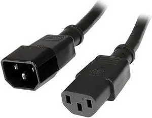 com 3 ft 14AWG Computer Power Cord Extension - C14 to C13 PDU Style Computer Power Extension Cable 14 AWG (PXT100143)