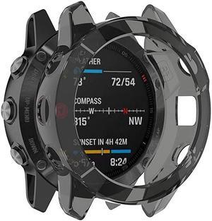 for Garmin Fenix 6 Transparent TPU Protective Case - TPU Protective Case Cover Shell for Garmin Fenix 6(TPU Black)