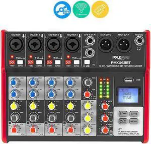 Sound 6 Channel Bluetooth Compatible Professional Portable Digital Dj Console wUSB Mixer Audio InterfaceMixing Boards For Studio RecordingPro PMXU68BT Black