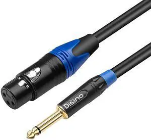 Female XLR to 1/4 Inch (6.35mm) TS Mono Jack Microphone Cable, Unbalanced 3 Pin XLR Female to Quarter inch TS Plug Mic Cord for Dynamic Microphone - 6.6 Feet/2 Meters