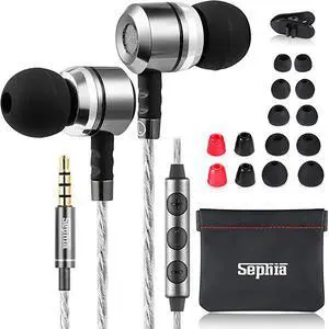 SP3060VC Earphones with Mic and Volume Control Noise Isolating Earbuds Bass Driven Sound Portable in Ear Headphones Compatible with iPhone iPad Tablets Samsung and Android Smartphones