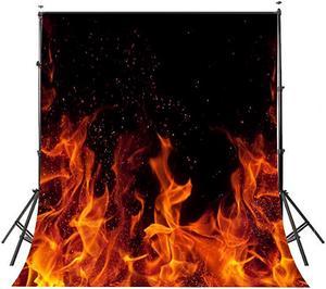 Raging Dancing Fire Photography Backdrops 5x7ft Black Background for Picture Photo Studio Props dw225