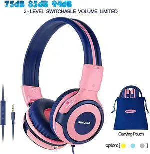 Kids Headphones with 94dB85dB75dB Volume Limited amp Share Jack Headphones for Girls with Mic Durable Children Headphones with Safe Volume OnEar Kids Headsets for GiftSchoolPlane Pink