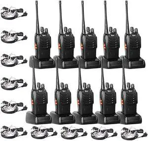 TDV2 Two Way Radio Rechargeable 2 Way Radio UHF VOX Long Range 2Way Radios Walkie Talkies for Adults with Secret Service Earpiece 10 Radio