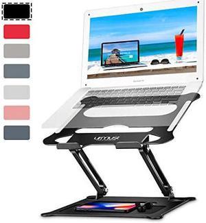 Laptop Notebook Stand Holder Ergonomic Adjustable Ultrabook Stand Riser Portable with Mouse Pad Compatible with MacBook Air Pro Dell HP Lenovo Light Weight Aluminum Up to 156quotBlack