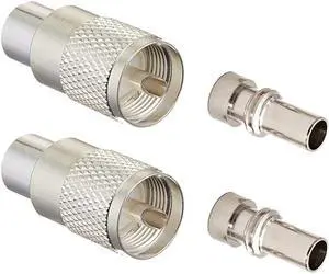 UHF/PL-259 Male Solder Coax Connector with Reducer for CB Ham Radio Antenna,Pack of 2,Silver UHF/PL-259 Male Solder Coax Connector with Reducer for CB Ham Radio Antenna,Pack of 2,Silver