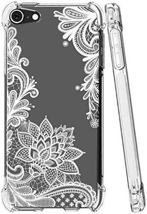 iPod Touch 7 Case Touch 6 Case with Flowers  Shockproof Clear Floral Soft Flexible TPU Slim Phone Case Cover for Apple iPod Touch 567th Generation White Mandala