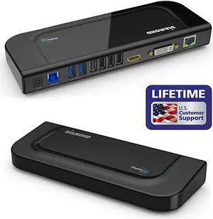 Ultra Dock Dual Video USB 3.0/2.0 Universal Docking Station with Gigabit Ethernet, HDMI and DVI Outputs Audio Input and output for Laptop, Ultrabook, Macbook, Windows 10, 8.1, 8, 7, XP,Mac OS and And