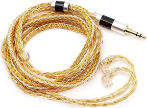 Tripowin Zonie 16 Core Silver Plated Cable SPC Earphone Cable for KZ ZSX, ZSN Pro, ZS10 Pro NF2u, QDC IEMs (QDC-3.5mm, Gold)