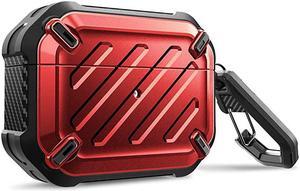 Unicorn Beetle Pro Series Case Designed for Airpods Pro, Full-Body Rugged Protective Case with Carabiner for Apple Airpods Pro (Red)