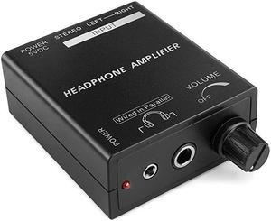 Portable Headphones Amplifier Stereo Headphone Earphone Amp Volume Control Audio Booster with RCA Input 3.5mm 6.3mm Output Jack & Power Switch