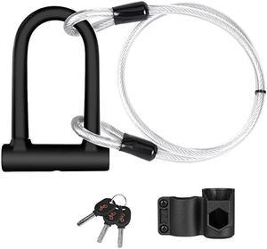 U Lock 18mm Heavy Duty Security U Cable Bicycle U Lock with U Shackle Secure Locks and Sturdy Mounting Bracket for Road Mountain Electric Folding