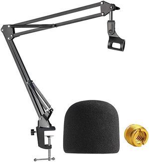 Blue Yeti Mic Boom Arm with Foam Windscreen Suspension Boom Scissor Arm Stand with Pop Filter Cover for Blue Yeti Pro Microphone by