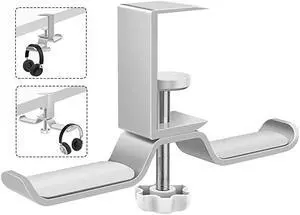 Headphone Stand, 360 Degree Rotatable Aluminum Headphone Hanger Desk Holder Mount with Adjustable Clamp for All Headphones, Beats, Sony, Sennheiser, Audio-Technica,PS5 Gaming Headphone - Silver