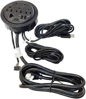 Tap Grommet with Hidden Center w 3 2 USB amp 1 CAT6 Black