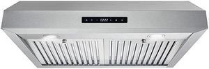 UMC30 Under Cabinet Stainless Steel Range Hood with 380 CFM Permanent Filters LED Lights 30 in