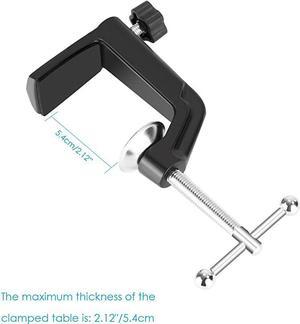 Metal Table Mounting Clamp for Microphone Suspension Boom Scissor Arm Stand Holder with an Adjustable Positioning Screw Fits up to 22 inches56 centimeters Desktop Thickness Black