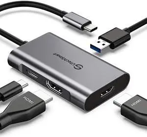 USB C to HDMI Adapter  USB C Hub to Dual HDMI 4 in 1 Thunderbolt 3 to HDMI with 2 HDMI Ports 4KUSB 30 PortPower Delivery Type C Port Compatible for MacBookNintendo SwitchUSB C Device