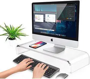 Premium Acrylic Monitor Stand Custom Size Monitor RiserComputer Stand for Home Office Business wSturdy Platform PC Desk Stand for Keyboard Storage MultiMedia Laptop Printer TV Screen