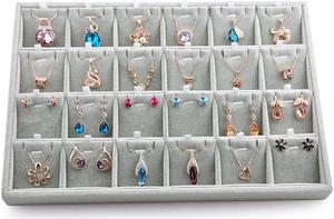 Velvet Jewelry Tray 24 Grid Liner Pendant Earrings Organizer Storage Trays Showcase Display Jewelry Holder