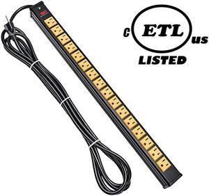 Outlet Power Strip Heavy Duty Metal Power Strip with Overload Circuit Breaker 15 FT Long Cord Power Strip for WorkbenchIndustrialShopCommercialGarage ETL Listed