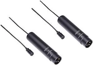 LV4O2 XLR Phantom Power Lavalier Omnidirectional Microphone with Lapel Clips and Windscreens 2 Pack