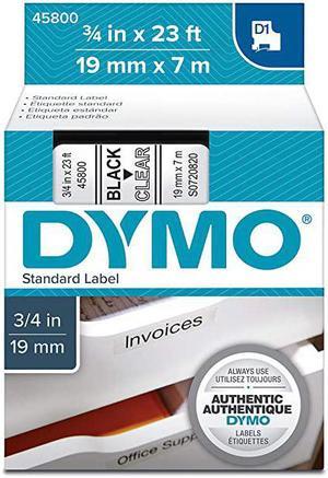 Standard D1 Labeling Tape for LabelManager Label Makers Black print on Clear tape 34 W x 23 L 1 cartridge 45800