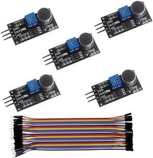 LM393 Sound Detection Sensor Microphone Module for Arduino 335V Digital Onboard Potentiometer Led Indicator 40P Female to Male Dupont Cable