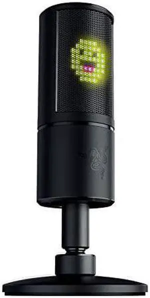 Seiren Emote Streaming Microphone 8bit Emoticon LED Display Stream Reactive Emoticons Hypercardioid Condenser Mic Builtin Shock Mount Height Angle Adjustable Stand Classic Black