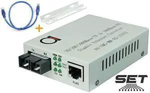 Gigabit Fiber Media Converter BuiltIn Fiber Module 2 km 124 miles SC to UTP Cat5e Cat6 101001000 RJ45 Auto Sensing Gigabit or Fast Ethernet Speed Jumbo Frame LLF Support
