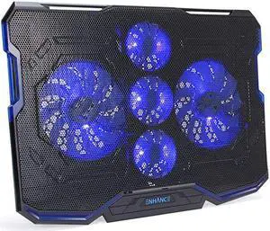 Cryogen Gaming Laptop Cooling Pad Fits up to 17 inch Computer Adjustable Laptop Cooling Stand with 5 Ultra Quiet Cooler Fans 2 USB Ports and LED Lighting Slim Portable Design 2500 RPM